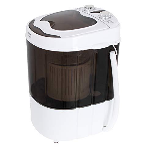Camry CR8054 Mini Lavadora Centrifugadora Portátil, 3Kg lavado ropa, 1Kg Centrifugado, Pequeña Perfecta Camping, Caravanas y Autocaravanas, Programa Lavado Corto, Ahorra Agua y Energía, Blanco/Negro