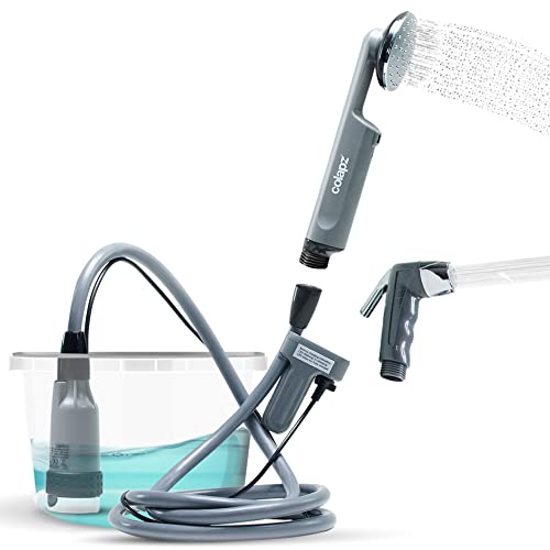 Colapz Ducha Portatil Recargable Camping y Furgoneta Camper - Limpieza de Bicicletas - 1 Cabezal de Ducha - 1 Cabezal de Chorro - Accesorios de Camping - Ducha Camper 12v