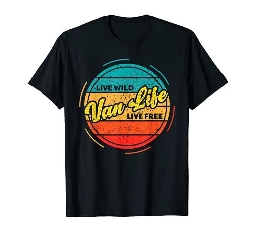Divertida Furgoneta Camper Retro Van Life Camiseta