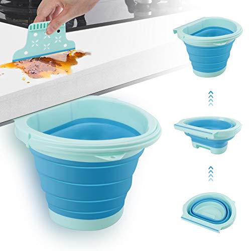 Eleganted Cubos de Basura Contenedor Colgante para Cocina Plegable 4L Bote de Basura Basurero Extraible para la Cocina, Dormitorio y Coche (Azul)