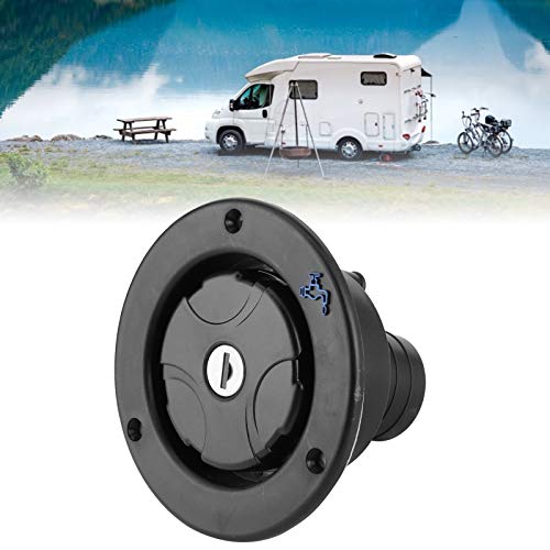Entrada de agua de plástico para autocaravanas, tapón de llenado de entrada de agua, grado alimenticio de diseño de 75 grados para yates de autocaravanas(negro)