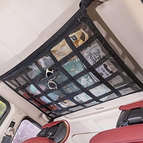 EPROICKS Red Almacenamiento Universal para Techo de Coche, Red Techo Furgoneta Camper, Red de Almacenaje para Coche por Almacenamiento Universal Organizador Coche de Cargo (25,5 * 35,5in)
