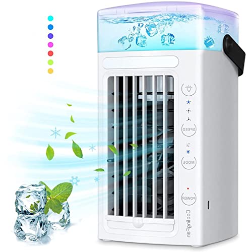 ERTDDE Aire Acondicionados Portatiles - Ultra Silencioso Ventilador Autocaravana, Cree Su Zona De Enfriamiento Personal Ventilador con Agua Y Hielo, para HabitacióN, Oficina, Cocina, Coche, Hogar