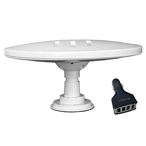 HELIO-MAGNET ANTENA de TV HD Digital Omnidireccional con 33dB Incorporado en Amplificador para DVB-T2 TDT FM DAB. 12V / 24V / 5V USB. Ideal para Autocaravanas Camiones Caravanas Barcos por Unispectra®