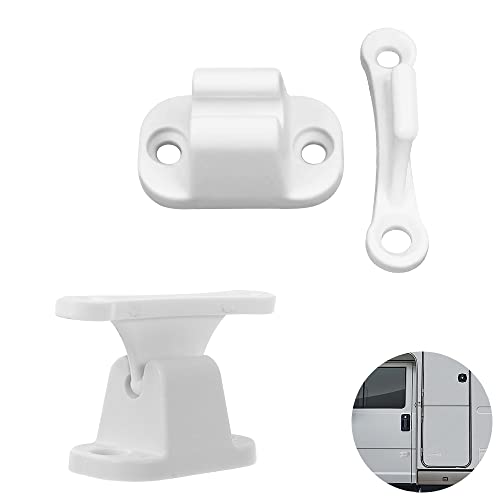 HIULLEN 2 Pcs Nailon Retenedor Puerta Caravana, Retenedor de Puerta Autocaravana, Soportes de Retención de Puerta en Forma de T para Autocaravana, Van para Acampar(Blanco)