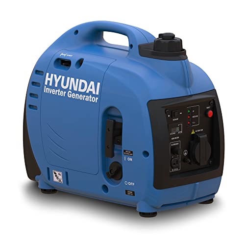 Hyundai Generador inversor de gasolina silencioso de 1000 W, 50 cc, compacto, ligero, portátil, ideal para camping, caravana, autocaravana, fácil de usar, 3 años de garantía