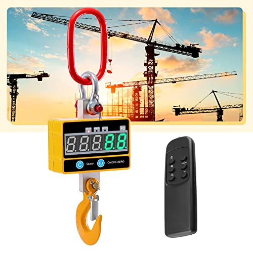 Industrial Pesado Escala Colgante 2000kg/4000 LB para Trabajo KKTECT Pesado Báscula de grúa Digital súper Clara Recargable con Mando a Distancia Báscula Colgante electrónica de Alta precisión de 2T
