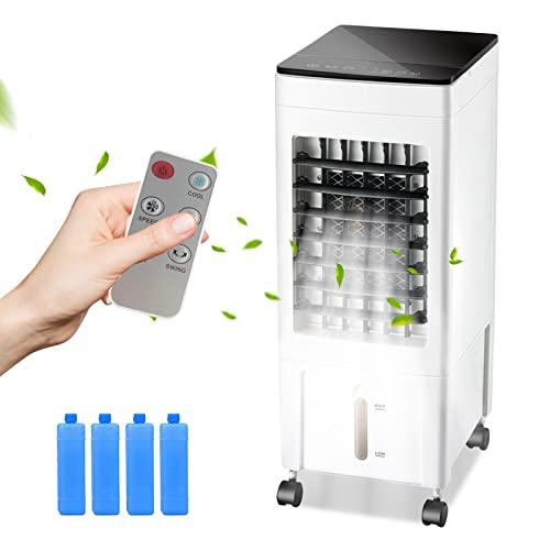 Jadeshay Aire acondicionado 8L enfriador de aire portátil enfriador de aire evaporativo ventilador de enfriamiento con 3 velocidades de ventilador, pantalla digital y control remoto