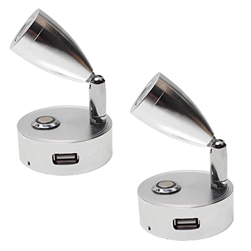 JUTTAUTO Luces LED de lectura de 12 V con USB, interruptor de encendido y apagado, luces interiores de caravana de 3200 K, lámparas de pared para caravana, autocaravana