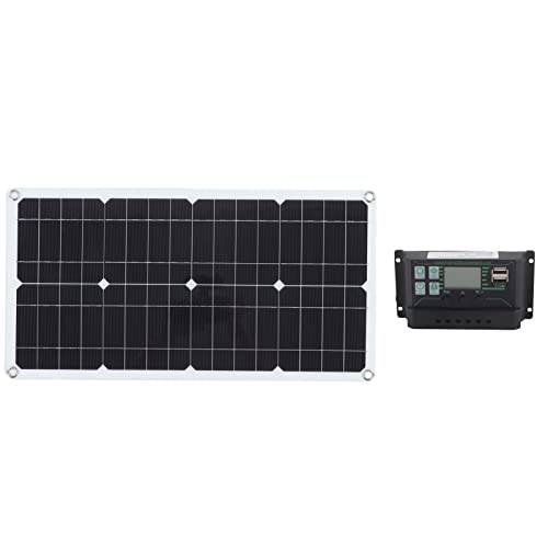Kadimendium Cargador de batería solar para coche, protección múltiple, PET monocristalino, impermeable, kit de panel solar portátil para cargar la batería de autocaravanas, barcos