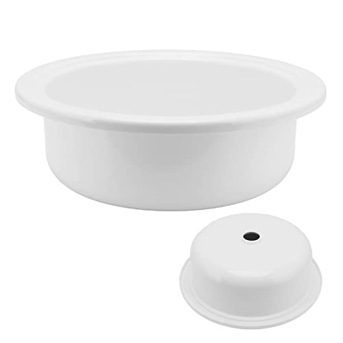 Kadimendium Lavabo de Mano, Fácil de Limpiar, Redondo, Orificio de Drenaje de 40 Mm, Fregadero de Acrílico para Caravana, para Autocaravana, Yate, Caravana