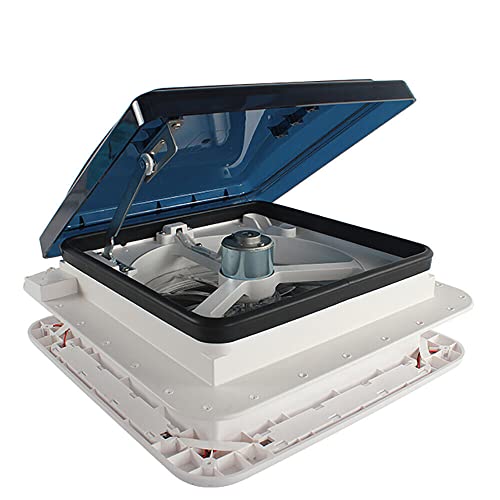 Kaibrite Ventilador de ventilación de techo con LED de ventilación para autocaravana, techo de ventana, cubierta impermeable + luz LED 1000-1800/min 280 x 280 mm