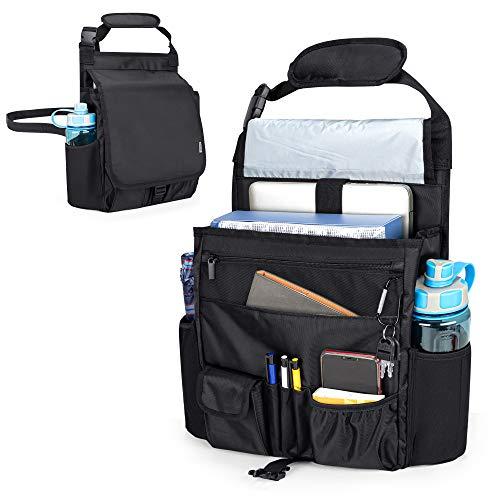 Luxja Organizador para Coche, Organizadores para Coche Asiento, Protector Asiento Coche Delantero, Universal Multi-Bolsillo Protector del Asiento de Coche Niños, Negro.