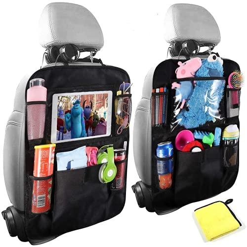 Organizadores para Coche, OKEECA Pack de 2 Kick Mats de Coche Organizador para Asientos de Coche, Universal Multi-Bolsillo Protector Trasero del Asiento de Coche para Niños