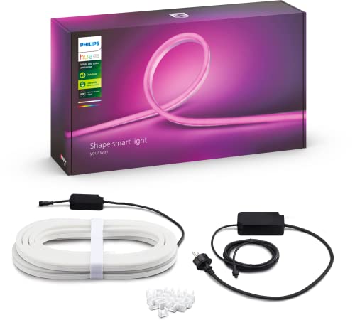 Philips Hue - Tira LED, Lightstrip, apto para exterior, luz blanca y colores, 5m, Compatible con Alexa y Google Home