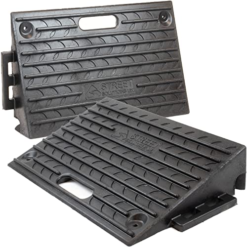 Rampa para Coches 10 cm Pack de 2 - Rampas de Goma para Motos, Autocaravanas, Sillas de Ruedas, Camiones, Carretillas, Remolques, Perros - Cuñas de Caucho Antideslizantes para Aceras y Bordillos