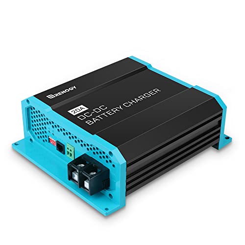 Renogy Cargador Batería 12V 20A DC a DC con Carga Multi-Etapa para Batería AGM, de Gel, Inundada y de Litio en Autocaravanas, Barcos, Yates