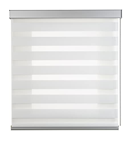 STORESDECO Estor Noche y Día AluBox, Estor Enrollable Premium, Acabados de Aluminio de máxima Calidad. Estor de Diseño Doble Tela, Tejido de Gasa, para Ventanas y Puertas| Blanco, 200cm x 250cm