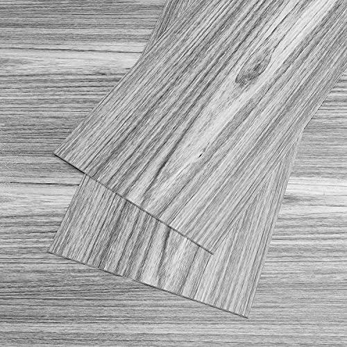 Suelo Vinílico Autoadhesivo, 12 Lamas (1,63 m²), Madera Gris Oscuro, PVC 1.0 mm, Impermeable y Resistente, TBS006-GO12