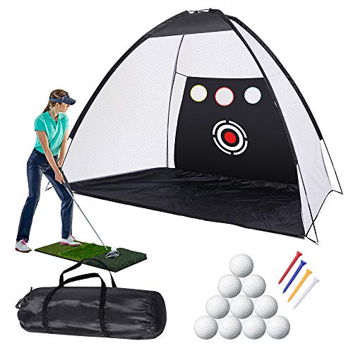 Sunix Red de Golf para Entrenamiento de Golf, con Bolsillos de Diana astillados, Juego de Redes de Entrenamiento de Golf, Alfombrilla de Golf, 10 Pelotas, 4 Tees, Practicar Golf Interior y Exterior