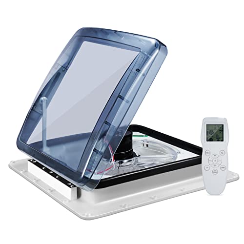 TTLIFE Ventilador De Ventilación RV,12V caravanas de Techo Ventilador con 10 velocidades de admisión de manivela eléctrico y Tapa de Humo Incluye Tornillos y guarnición(Tamaño De Apertura:40 * 40cm)