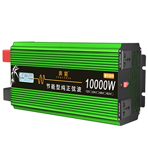 XYEJL, Inversor Corriente 3000w 4500w 6000w 8000w 10000w, Inversor Onda Sinusoidal Pura Transformador Dc 12V 24V a Ac 220v Convertidor De Voltaje con Ac Tomas Para Autocaravanas,10000W-12Vto220V