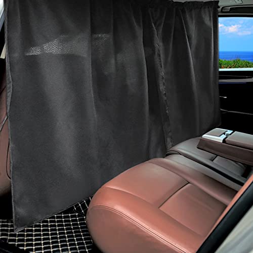 Zhongtou Cortinas Divisoras para Coche Desmontables Negro Cortinas de Privacidad Protección para Furgoneta Camper Interior Cortinas Opacas de Partición Delantera y Trasera para Automóvil SUV 55x32”