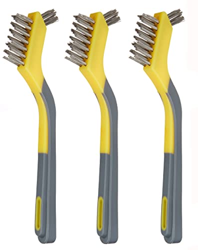 Amazon Basics - Mini cepillos de acero inoxidable, agarre suave, paquete de 3