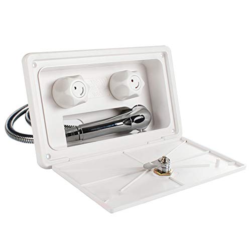 bobeini RV Kit de Ducha Exterior con Cerradura Barco Marine Camper Autocaravana Caravana Acceso Blanco