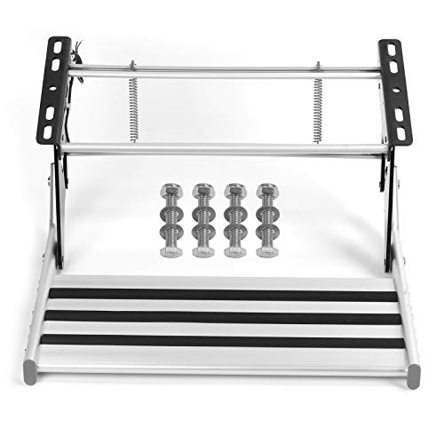 BTER Escalón para Autocaravana, escalón de Entrada Plegable, Estable, Plegable, práctico con Varilla de Tornillo de fijación para Uso Nocturno para RV para vehículos modificados para Uso General