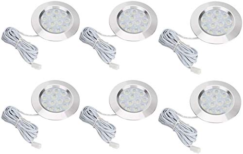 CICMOD 6Pcs Luz Interior del Punto 12V Focos Led Empotrables Techo LED bajo luz de gabinete para Camper Caravan Barco Cocina Armario