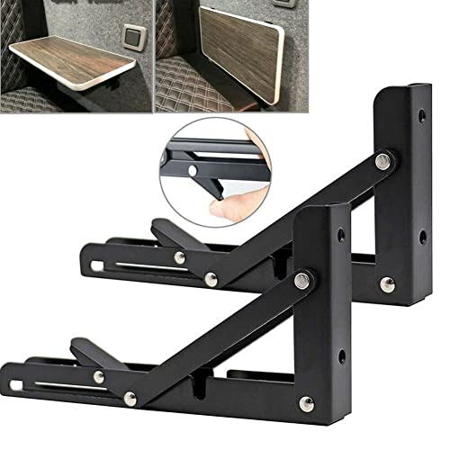 CXHM Soporte Plegable for Autocaravana, Accesorio for Coche, Estante de Mesa con Acabado Negro for Autocaravana, Caravana, Accesorios for Coche, 2 uds.
