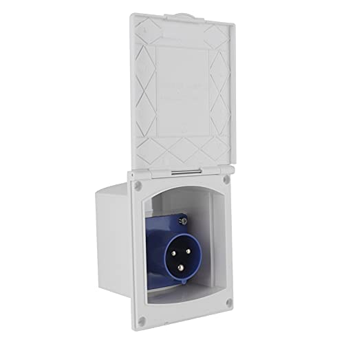 Enchufe Hembra de 3 Clavijas de Alimentación Externa Rv, 220 V-240 V 16a 83 X 109mm/3,3 X 4,3pulgadas, Enchufe para Autocaravana, Caravanas