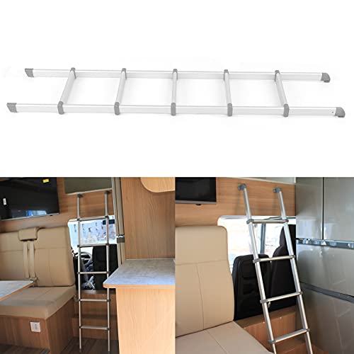 Escalera de 5 escalones, Escalera para literas para autocaravanas, 5 escalones con Hebilla de Almacenamiento de Escalera para casa rodante Interior, Autocaravana para Camper, yate, litera