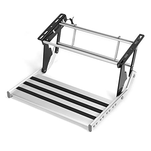 Escalón para autocaravana, escalón de entrada para autocaravana plegable de aleación de aluminio con luz LED, 150 kg / 330 lb, escalón único para autocaravana antideslizante para remolque de viaje