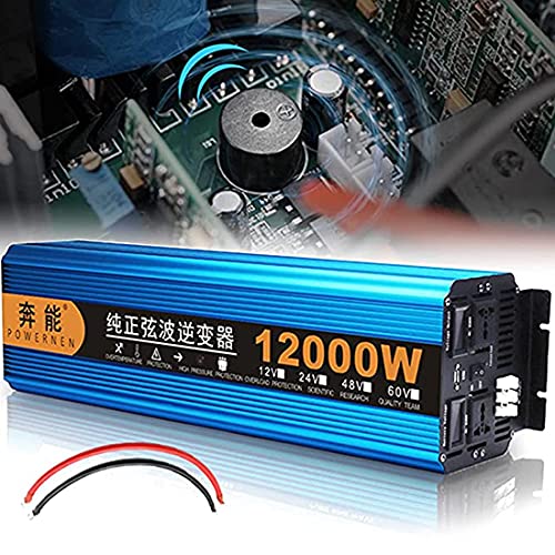 EVEAID Inversor de Corriente Onda sinusoidal Pura 3000W 4500W 6000W 8000W 12000W DC 12V 24V a AC 240V Convertidor Pantalla LCD Carga USB, para Camping, autocaravanas, Camiones, Barcos, 24