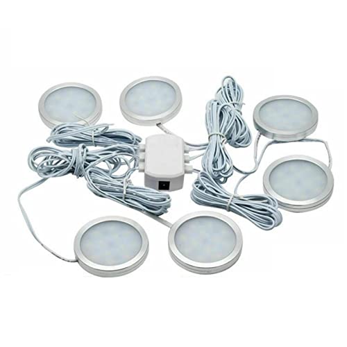 Focos Led Interiores de 12 V, Luces de Caravana, Luces de Techo Regulables con Control Remoto, IluminacióN de Autocaravana para Yate de Caravana T4 T5, Kit de 6 Luces,Warm White