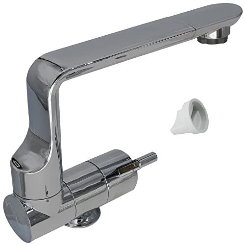 Grifo de agua fría Arona para autocaravana, caravana, camping + interruptor cromado