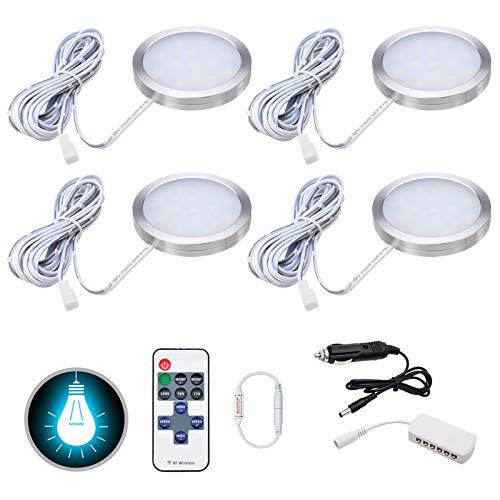 Iluminación 12 V para autocaravana, foco LED para interior Control remoto para autocaravana T4 T5 Autocaravana Caravana Luz 12V (4 luces)