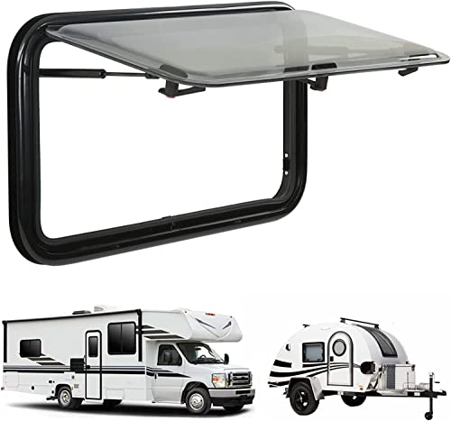 IXART Ventana de Empuje de RV, Ventana de RV Caravana Autocaravana Camper Ventanas Empuje Externo, Ventana Lateral con bisagras para vehículos recreativos con Pantalla de toldo,500X350mm