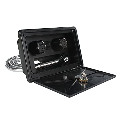 JUJETO Blanco Negro RV Kit de Caja de Ducha Exterior con cerraduras Marina Caravana Accesorios de Caravana para autocaravanas, caravanas, autocaravanas y Bar (Color : 7HH802940-BK, Size : 1)