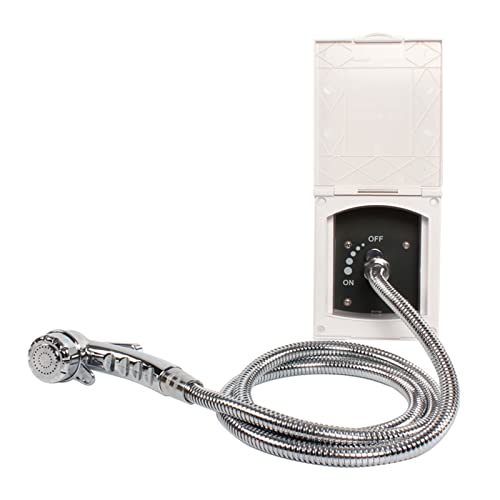 JUJETO RV Kit de Caja de Ducha Exterior Blanco for Caravana RV Autocaravana para autocaravanas, caravanas, autocaravanas y Bar (Color : 1.5M Shower with Faucet a, Size : 1)