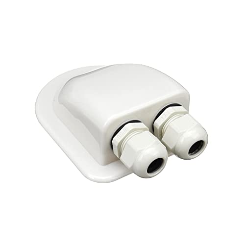 KDAWN Caja de prensaestopas de Entrada de Cable Doble Panel Solar Caja de prensaestopas de Entrada de Cable de Techo Autocaravana Blanco Doble Orificio RV Yacht Accesorios de Coche Double Ho