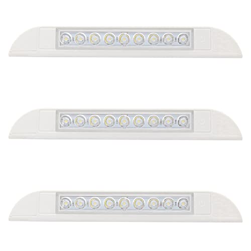 KMSOIOA 3X 9 LED Luz de Toldo 12V 24V Impermeable 256 mm Exterior Caravana Autocaravana de La Lámpara Blanco