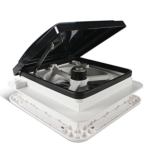 LXWL Ventilador de Techo para Autocaravana de 14", Ventilador de Techo para baño, Cubierta de ventilación de Tapa de Humo, Ventilador de 12 V para Autocaravana con admisión y Escape de 3 velocidades