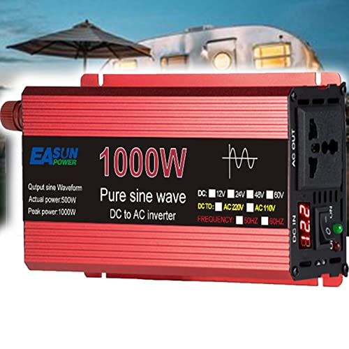 ROGHA Inversor 12V/24V 220V Onda Pura 1000W/1600W/2200W/3000W convertidor de Corriente para Autocaravana,24V-1000W