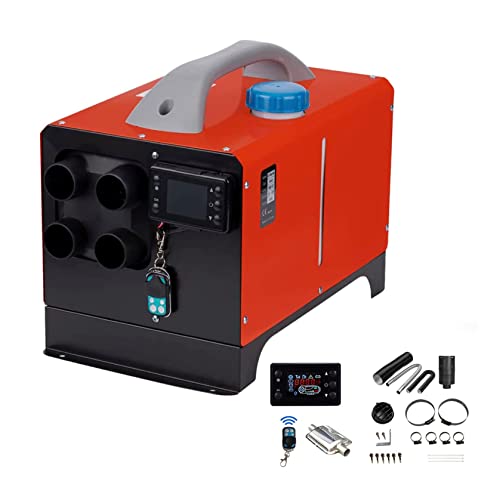 SEIN Calentador de estacionamiento de Aire portátil de 8KW, 12V/24V para camión, Barco, Remolque, autocaravanas, Calentador de Aire diésel Todo en 1 con Control Remoto y Pantalla LCD,Rojo,12V