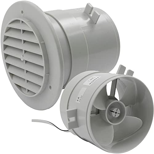 Ventilador de pared de 12 voltios, para autocaravana, cartavan barco, color gris claro