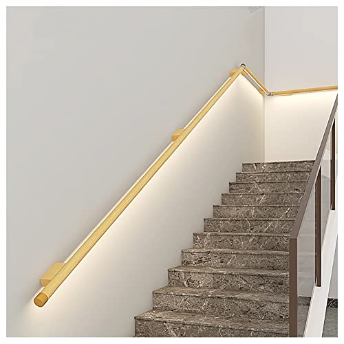 Asideros LED para Escaleras - Pasamanos De Aluminio Iluminado para Escaleras De Exterior E Interior, Vehículos Recreativos, Autocaravanas Y Remolques - Asidero De Ayuda A La Entrada (Color : Wood gra