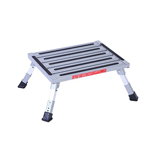 Auoesiwi Taburete con Peldaños Plataforma con Peldaños De Aluminio Plegable con Superficie Antideslizante Robusto Y Liviano La Carga Máxima Es 660 LB Autocaravana Remolque Camper(Size:A)